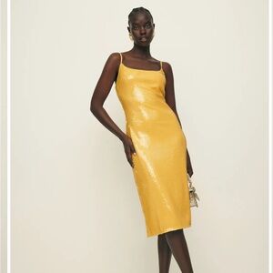 Reformation Elegant Yellow Sequin Dress